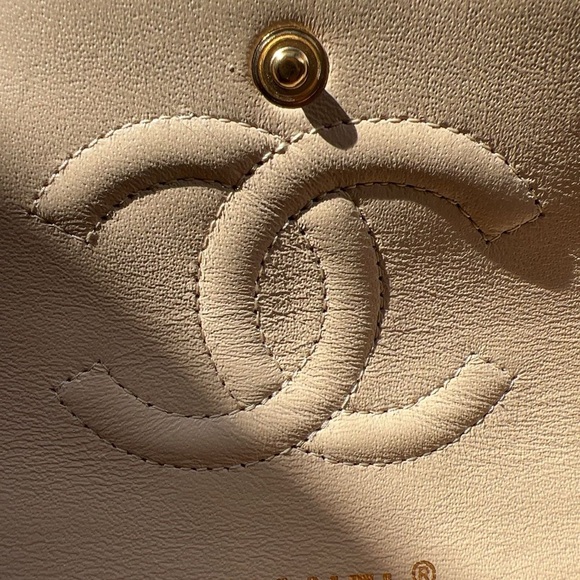 Chanel Classic Medium Double Flap Beige Bag - Picture 7 of 8